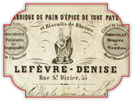 Macarosn de Nancy : Facture Lefèvre-Denise datée du 7 avril 1869.